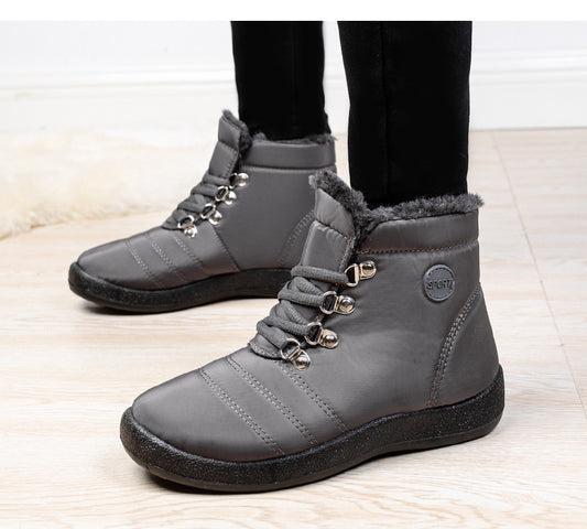 Hiking Shoes Warm Women's Snow Boots Lace-up Waterproof