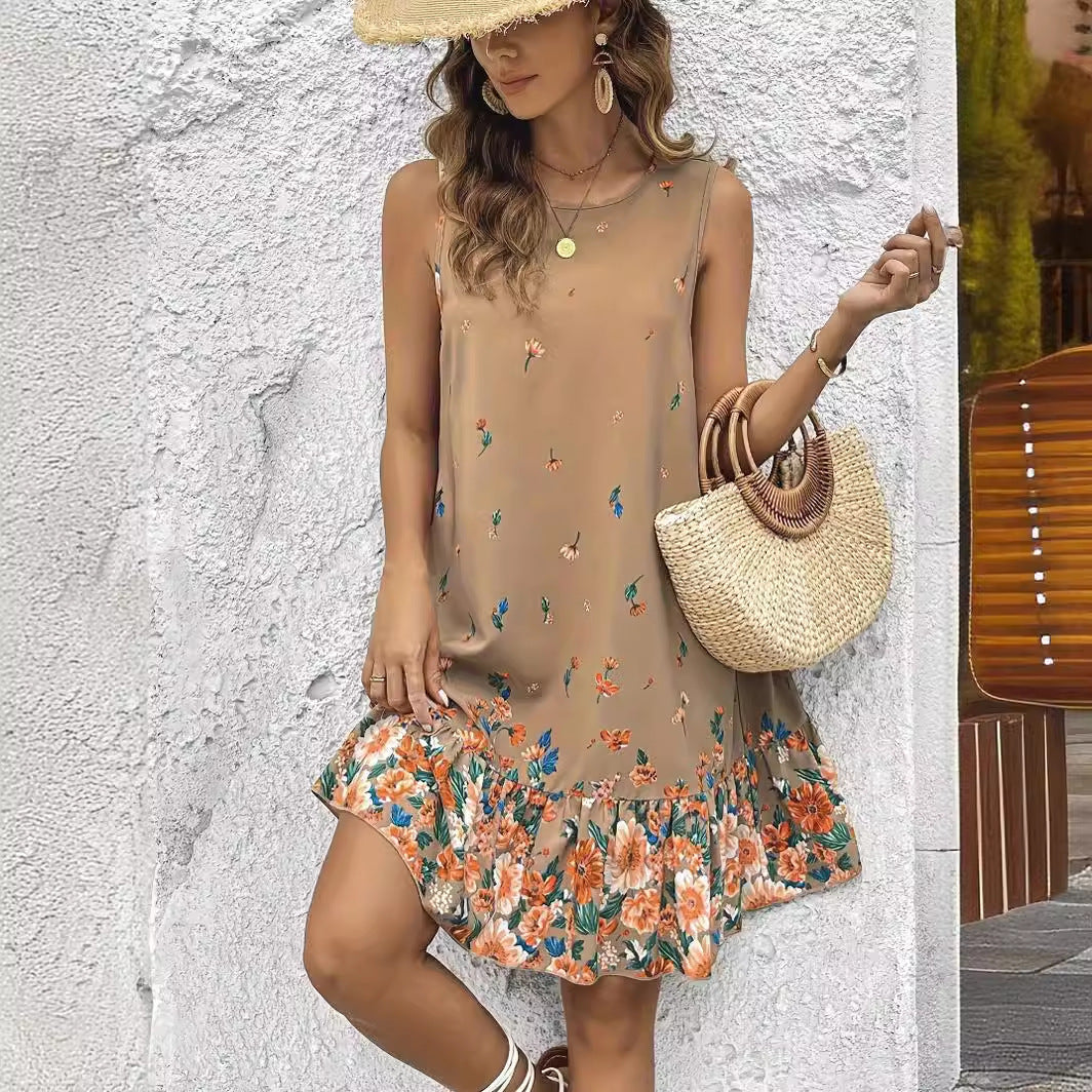 Elegant Sleeveless Positioning Print Spring And Summer Women's Clothing Dress