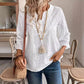 Loose V-neck Temperament Commute Embroidered Bell Sleeve Lace Top