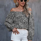 Women's Off-shoulder Printed Long Sleeve Loose Shirt