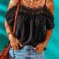 Lace Off-neck Short Sleeve Top Pullover Shirt