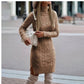 Fashion Turtleneck Knitted Dress With Slit Design Winter Warm Solid Color Pullover Long Sweater Women's Clothing