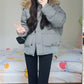 Milk Tea Color Big Fur Collar Short Down Jacket Women