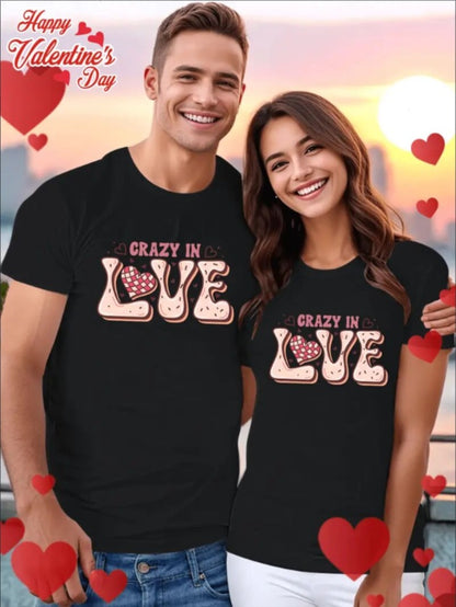 Love Valentine'S Day T-Shirt,   Couple T-Shirt, Couple Christmas, Fashion Casual T-Shirt, Short-Sleeved T-Shirt