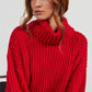 Solid Color Turtleneck Long Sleeve Loose Dress Sweater