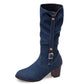 Middle Denim Women's High Heels High Boots