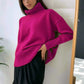 Weicher und bequemer Pullover mit hohem Polokragen und einfarbiger Farbe