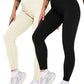 2 Pack Womens Seamless Ribbed Leggings Soft Slimming Yoga Pants, Ribbed Yoga Pants High Waisted Gym Leggings Sport Women Fitness Seamless Female