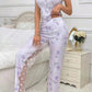 Printed Color Contrast Patchwork Pajamas Front Split Sling