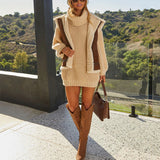 Solid Color Turtleneck Long Sleeve Loose Dress Sweater