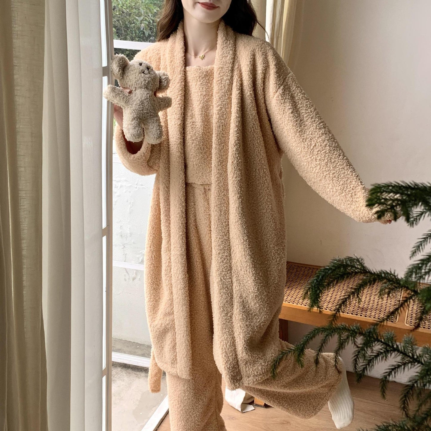 Winter Fleece-lined Thickened Fleece Coat Nightgown