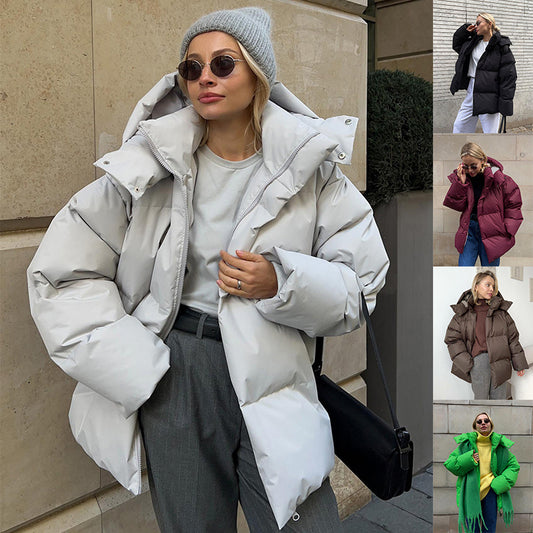 Fashion Coat With Removable Hood Cotton Jacket Winter Warm