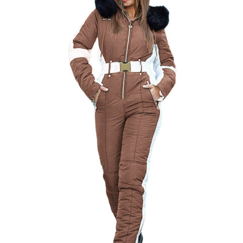 Fashionable Warm Sports Hooded Long Sleeve Ski Suit