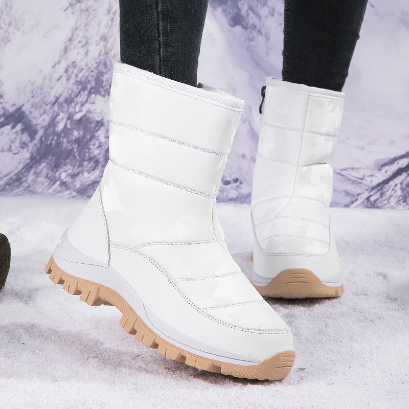 Botas de nieve de invierno para mujer, zapatos de exterior de caña alta y gruesa, de terciopelo, botines de plataforma a la moda, zapatos de felpa que mantienen el calor