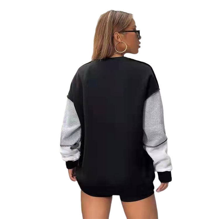 Women's Sweater Color Matching Sports Loose Top