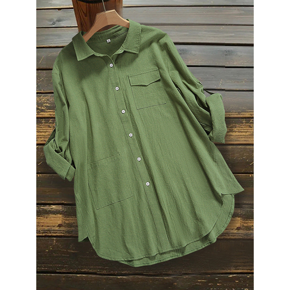 Women's Loose Long Sleeve Button Shirt