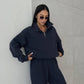 Y2K Winter Jogging Women Two Piece Set Female Zipper Coat Casual Pants