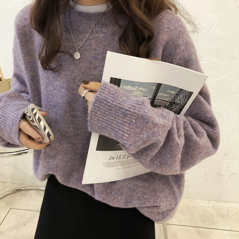 Women's Korean-style Solid Color Round Neck Sweater