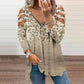 Small Floral V-neck Zipper Off-shoulder Long-sleeved Top