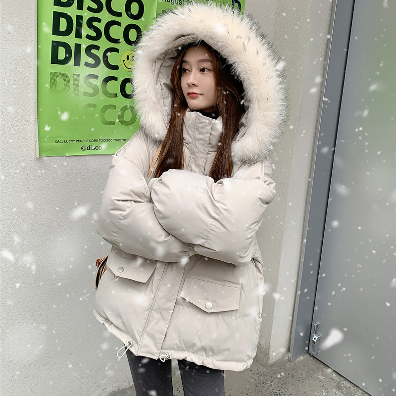 Short Large Fur Collar Cotton Coat